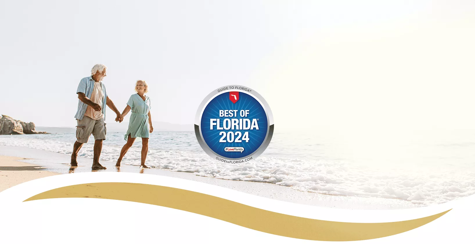 Photo of a senior couple in a romantic walk by the sea - Best of Florida 2024 Winner