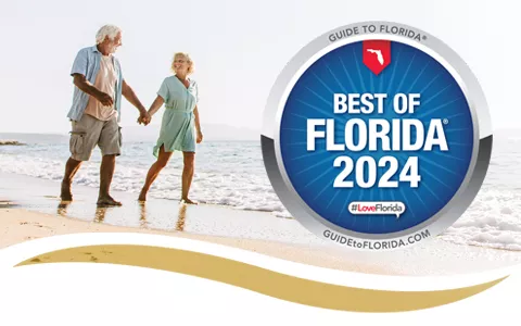 Photo of a senior couple in a romantic walk by the sea - Best of Florida 2024 Winner