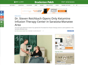 News article about ketamine therapy center opening.